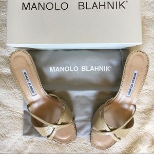 Manolo Blahnik Size 39 / 9 Sandal Slides EUC! Tan